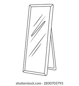 Standing full length mirror outline icon for bedroom home furniture interior design.