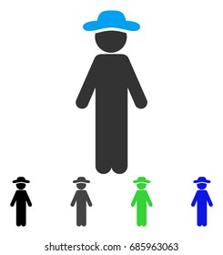 Standing Gentleman flat vector pictograph. Colored standing gentleman gray, black, blue, green pictogram versions. Flat icon style for application design.