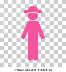 Standing Gentleman icon. Vector illustration style is flat iconic symbol, pink color, transparent background. Designed for web and software interfaces.