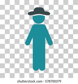 Standing Gentleman icon. Vector illustration style is flat iconic bicolor symbol, soft blue colors, transparent background. Designed for web and software interfaces.