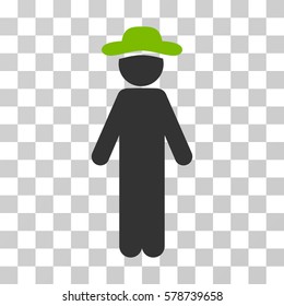 Standing Gentleman icon. Vector illustration style is flat iconic bicolor symbol, eco green and gray colors, transparent background. Designed for web and software interfaces.