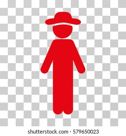 Standing Gentleman icon. Vector illustration style is flat iconic symbol, red color, transparent background. Designed for web and software interfaces.