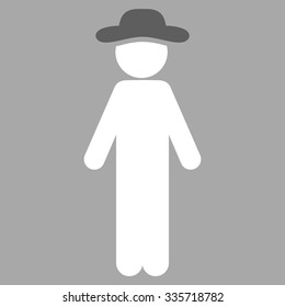 Standing Gentleman vector icon. Style is bicolor flat symbol, dark gray and white colors, rounded angles, silver background.