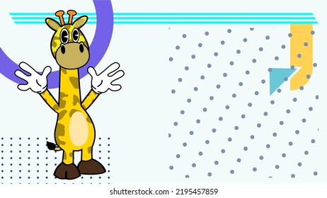 standing giraffe character cartoon retro style illustration background in vector format