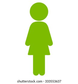 Standing Girl vector icon. Style is flat symbol, eco green color, rounded angles, white background.