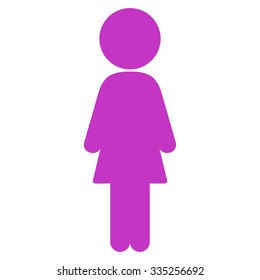 Standing Girl vector icon. Style is flat symbol, violet color, rounded angles, white background.