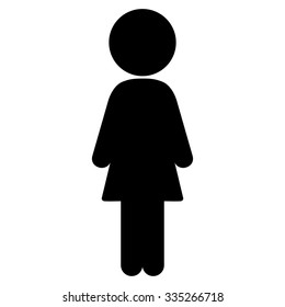 Standing Girl vector icon. Style is flat symbol, black color, rounded angles, white background.