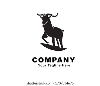 Standing goat long horn logo design inspiration