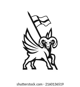 Standing goat with a wing