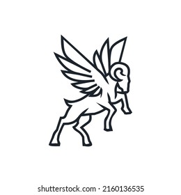 Standing goat with a wing