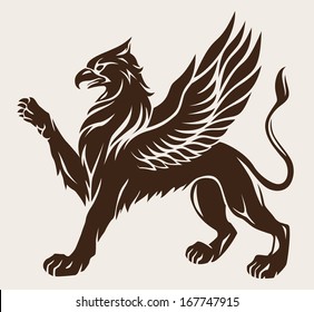 Standing griffin with lifted paw