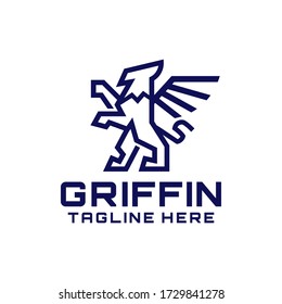 standing Griffin line art logo design