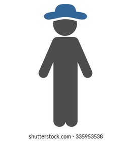 Standing Guy vector icon. Style is bicolor flat symbol, cobalt and gray colors, rounded angles, white background.