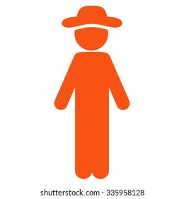 Standing Guy vector icon. Style is flat symbol, orange color, rounded angles, white background.