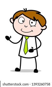 Standing and Hand Gestures - Office Salesman Employee Cartoon Vector Illustration﻿