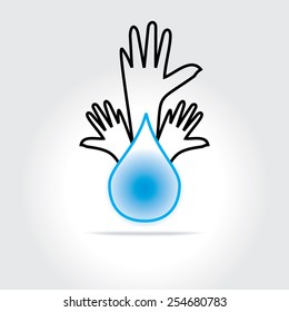 standing hands appeal for save water, save world