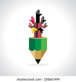 standing hands on the pencil idea, concept