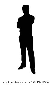 Standing handsome man silhouette vector on white background
