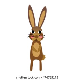 Standing Hare animal cartoon character isolated on white background.