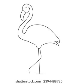 Dibujo continuo de arte de una sola línea de la garza permanente y vector de diseño de garza