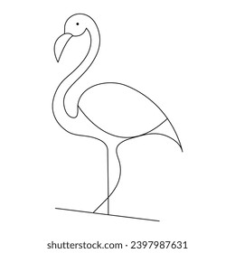 Standing heron continuous single line art drawing and heron design vector
