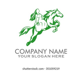 standing horse lady character illustration logo icon vector
