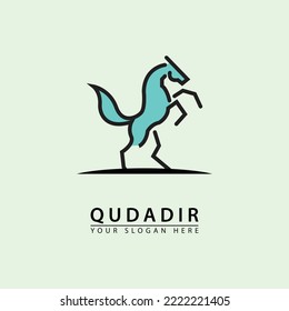 standing horse line icon logo. standing horse with elegant lines. simple flat vector design and clean background.