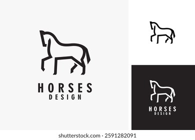 Standing horse line logo symbol icon design illustration