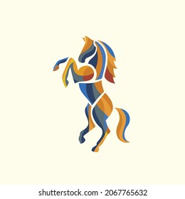 Standing Horse logo with colorful style design vector template