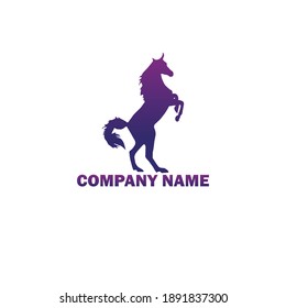 standing horse logo icon with beautiful purple gradations