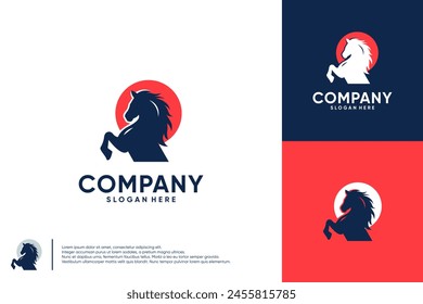 standing horse logo, power symbol, brave, vector logo.