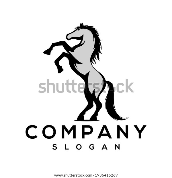 Standing horse logo vector illustration, good for\
mascot, delivery, or logistic, logo industry, flat color style with\
black.