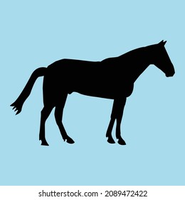 standing horse side view black vector silhouette design ,rearing up horse side view silhouette - black vector mustang design