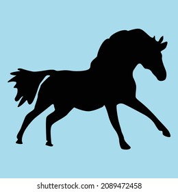 standing horse side view black vector silhouette design ,rearing up horse side view silhouette - black vector mustang design