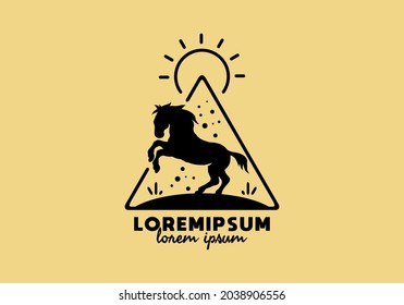 Standing horse in triangle shape line art design