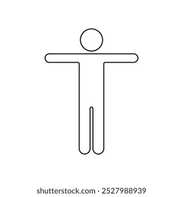 Standing Human Body Line Icon. Man with Outstretched Arms Pose Outline Symbol. Editable Stroke. Isolated Vector Illustration.