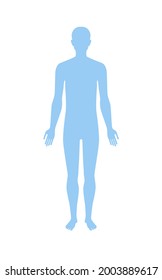 Standing Human Body Silhouette Front View. Vector Illustration Isolated On White Background.