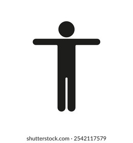 Standing Human Body Silhouette Icon. Man with Outstretched Arms Pose Glyph Symbol. Isolated Vector Illustration.