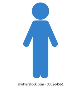 Standing Human vector icon. Style is flat symbol, cobalt color, rounded angles, white background.