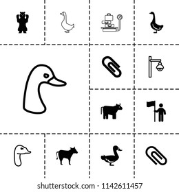 Standing icon. collection of 13 standing filled and outline icons such as cow, goose, clip, man with flag, street lamp, bear. editable standing icons for web and mobile.