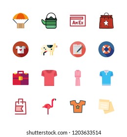 standing icon set. vector set about cow, flamingo, lifeguard and shirt icons set.