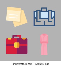 standing icon set. vector set about bathrobe, note and briefcase icons set.