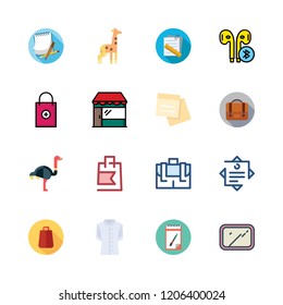 standing icon set. vector set about mirror, shopping bag, giraffe and shirt icons set.