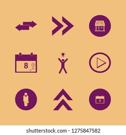 standing icon set. standing vector with shop, march calendar and happy man bulb icons illustration