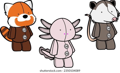 standing isolated toy animals pack collection illustration in vector format