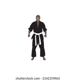 standing judo athlete icon, vector illustration flat design.