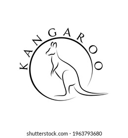 standing kangaroo in the circle shape logo vector illustration