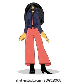standing lady girl illustration tall