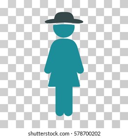 Standing Lady icon. Vector illustration style is flat iconic bicolor symbol, soft blue colors, transparent background. Designed for web and software interfaces.