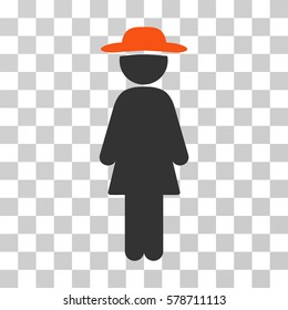 Standing Lady icon. Vector illustration style is flat iconic bicolor symbol, orange and gray colors, transparent background. Designed for web and software interfaces.